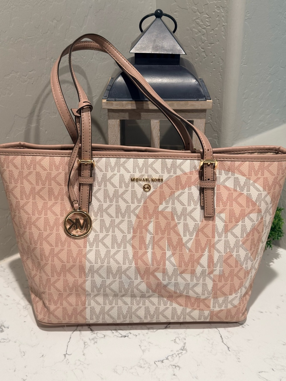 🔥Michael Kors Jet Set Charm Signature 2-Tone Logo Bag Like New!